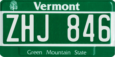 VT license plate ZHJ846