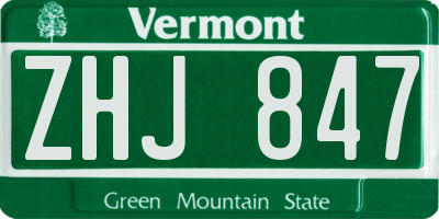 VT license plate ZHJ847