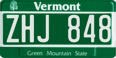 VT license plate ZHJ848