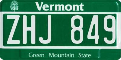 VT license plate ZHJ849