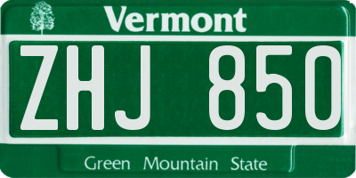 VT license plate ZHJ850