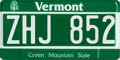 VT license plate ZHJ852