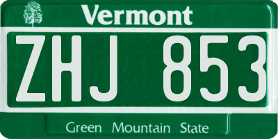 VT license plate ZHJ853
