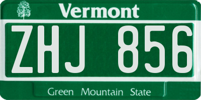 VT license plate ZHJ856