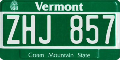 VT license plate ZHJ857