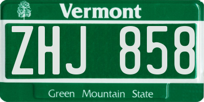 VT license plate ZHJ858