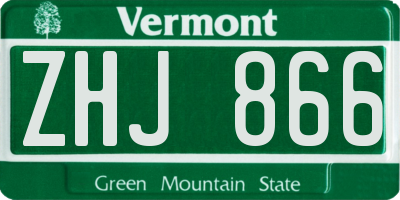VT license plate ZHJ866