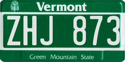 VT license plate ZHJ873