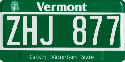 VT license plate ZHJ877