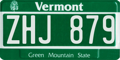 VT license plate ZHJ879