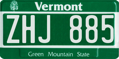 VT license plate ZHJ885