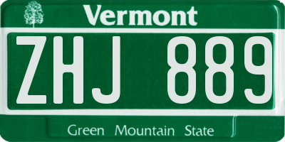 VT license plate ZHJ889