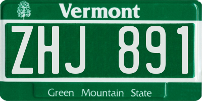 VT license plate ZHJ891
