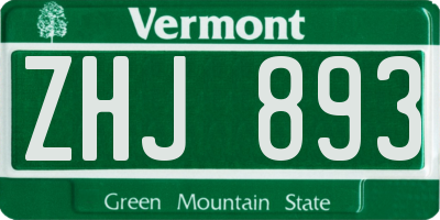 VT license plate ZHJ893