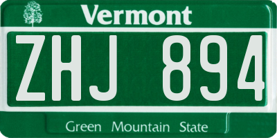 VT license plate ZHJ894