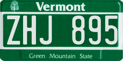 VT license plate ZHJ895