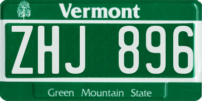 VT license plate ZHJ896