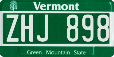 VT license plate ZHJ898