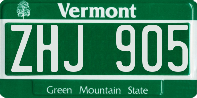 VT license plate ZHJ905