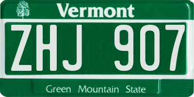 VT license plate ZHJ907