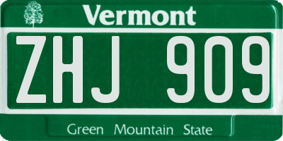 VT license plate ZHJ909