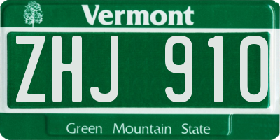 VT license plate ZHJ910