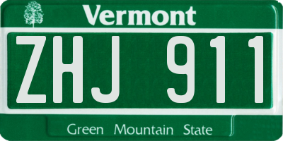 VT license plate ZHJ911