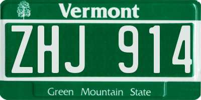VT license plate ZHJ914