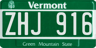 VT license plate ZHJ916