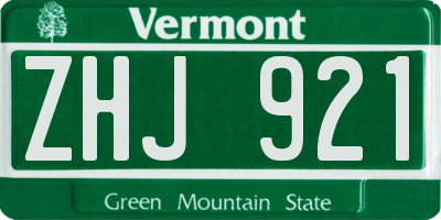 VT license plate ZHJ921