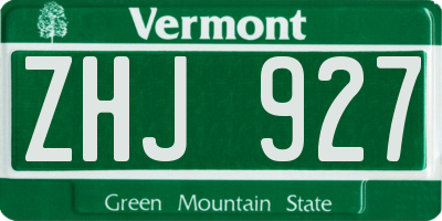 VT license plate ZHJ927