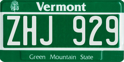 VT license plate ZHJ929