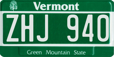 VT license plate ZHJ940