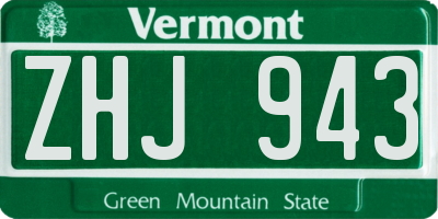 VT license plate ZHJ943