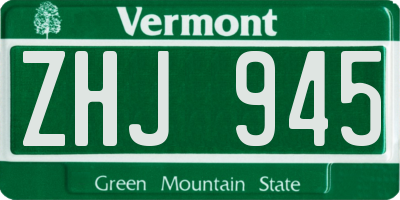 VT license plate ZHJ945