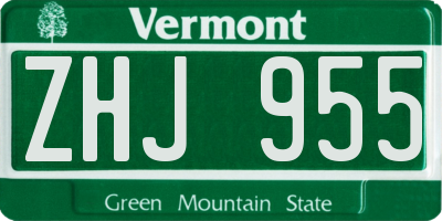 VT license plate ZHJ955