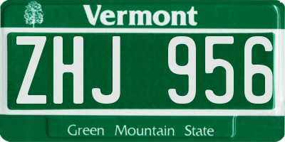 VT license plate ZHJ956