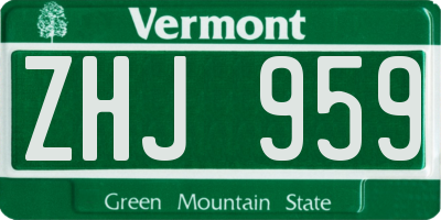 VT license plate ZHJ959