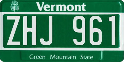 VT license plate ZHJ961