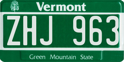 VT license plate ZHJ963