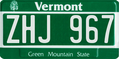 VT license plate ZHJ967