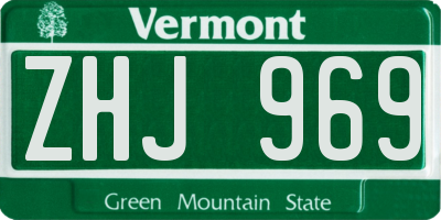 VT license plate ZHJ969