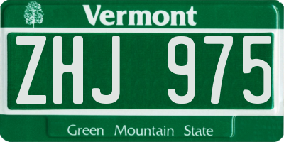 VT license plate ZHJ975