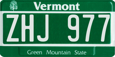 VT license plate ZHJ977