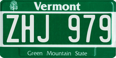 VT license plate ZHJ979
