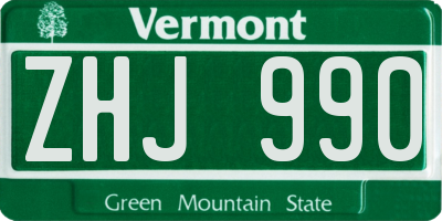 VT license plate ZHJ990