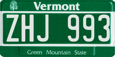 VT license plate ZHJ993