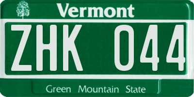 VT license plate ZHK044
