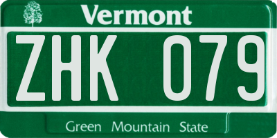 VT license plate ZHK079