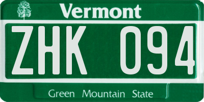 VT license plate ZHK094